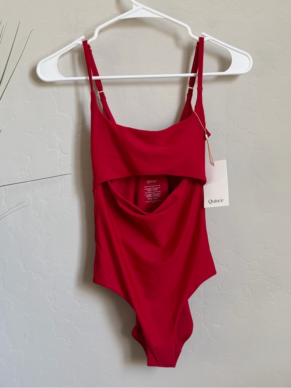 NWT Quince Cutout One-Piece Swimsuit Red Size S Adjustable Straps